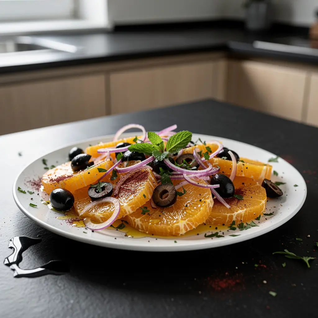 Turecka sałatka z pomarańczy, oliwek i czerwonej cebuli