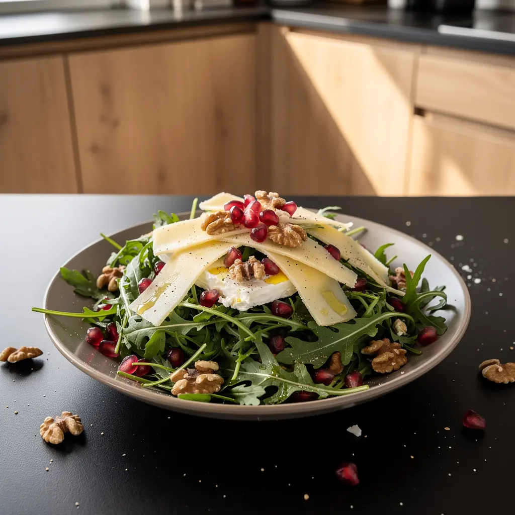Turecka sałatka z rukoli, granatu i sera owczego