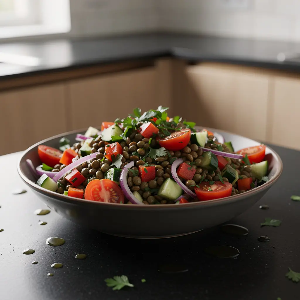 Turecka sałatka z zielonej soczewicy i warzyw