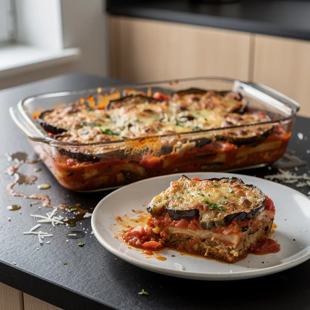 Turecka zapiekanka z bakłażana i pomidorów z serem