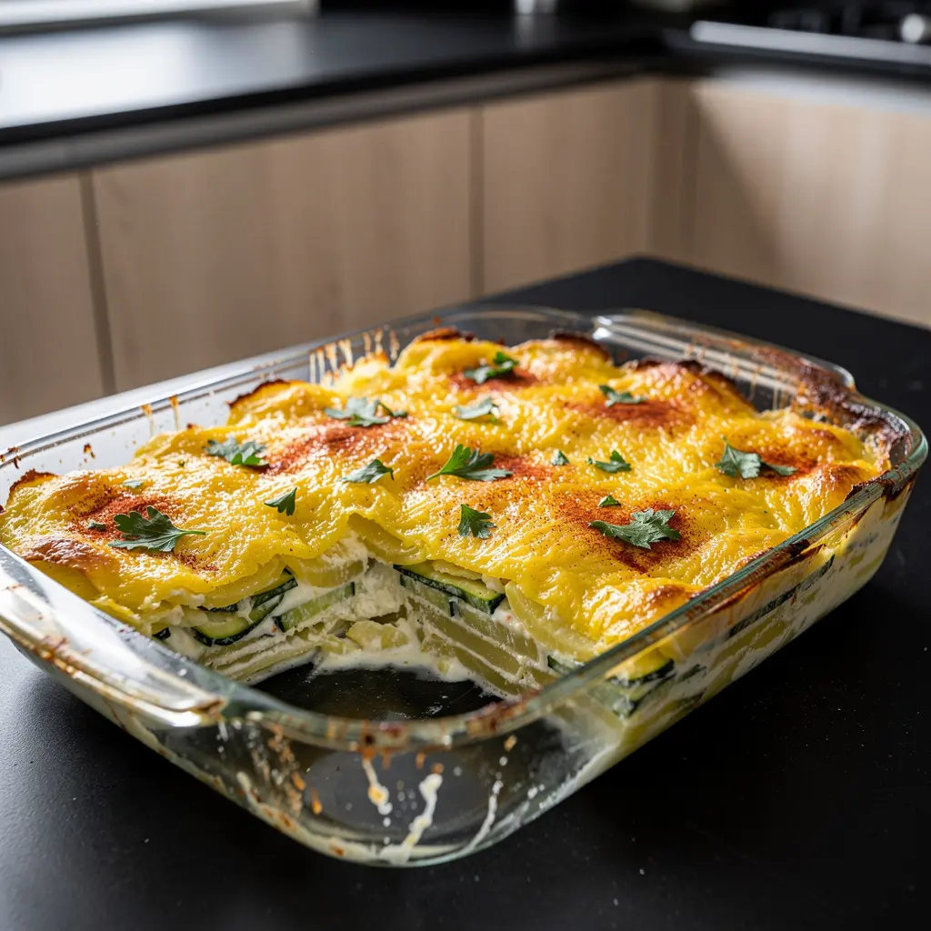 Gratin turc de pommes de terre et courgettes au yaourt