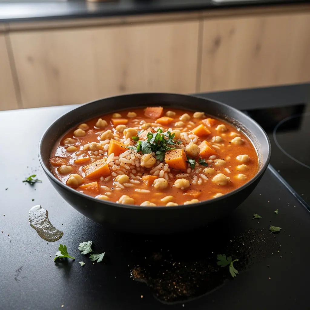 Turkish Tomato Soup with Chickpeas and Rice