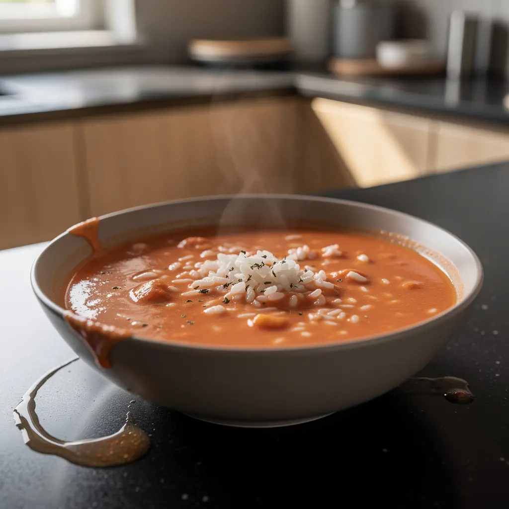 Turkish Tomato Soup with Yogurt and Rice
