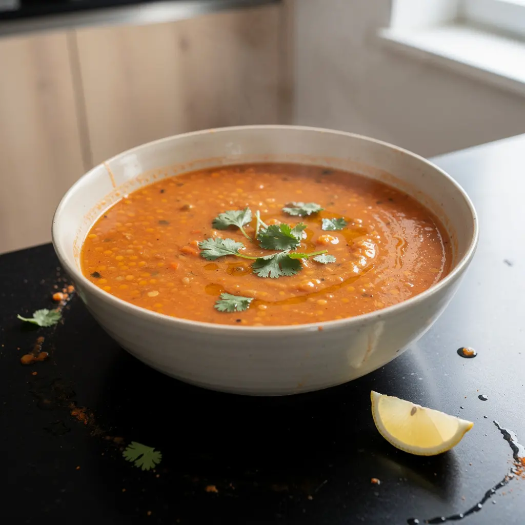Turecka zupa z soczewicy i pomidorów z kolendrą