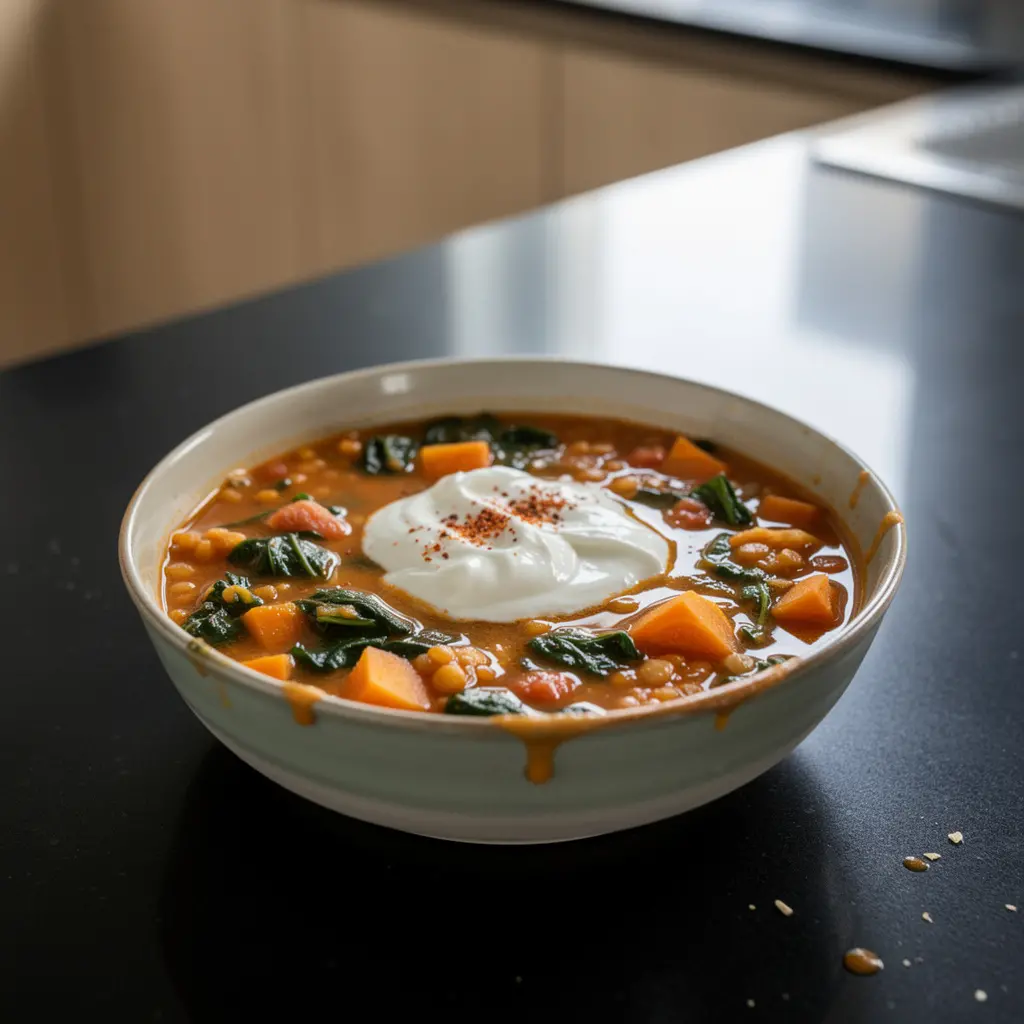 Turecka zupa z soczewicy i szpinaku