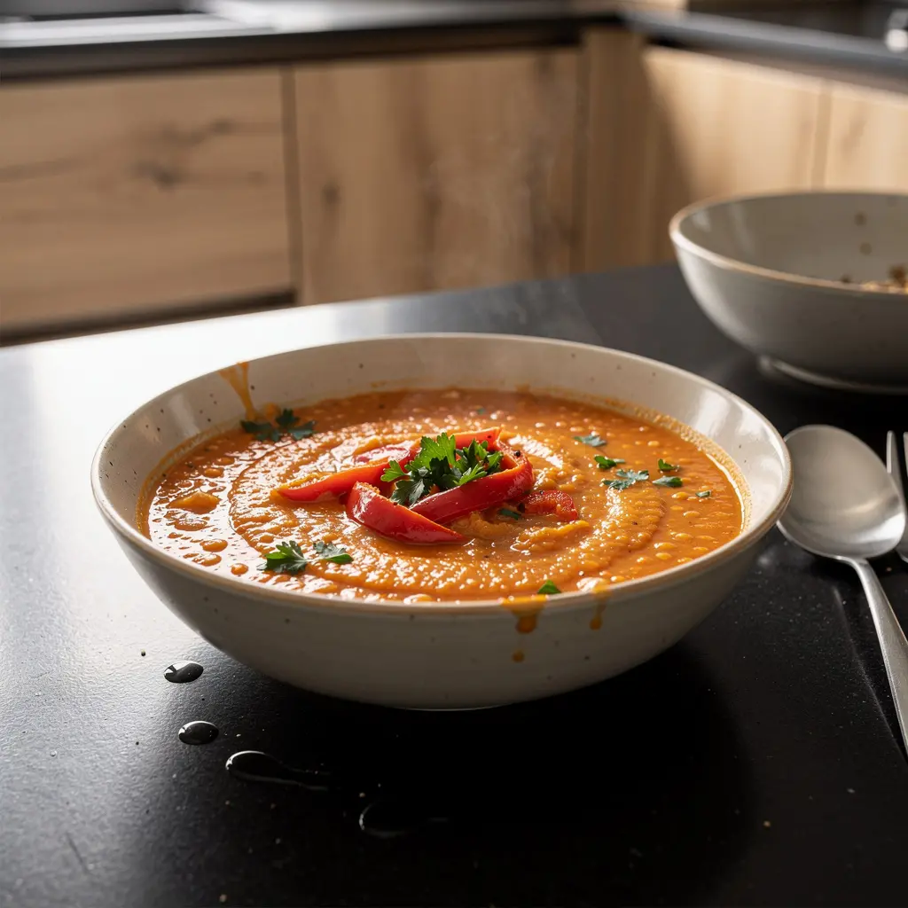 Turecka zupa z soczewicy z pieczoną papryką