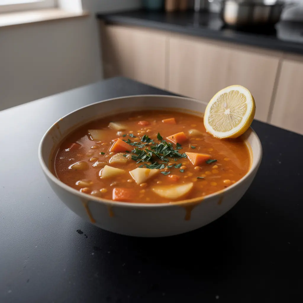 Turecka zupa z soczewicy z warzywami korzeniowymi