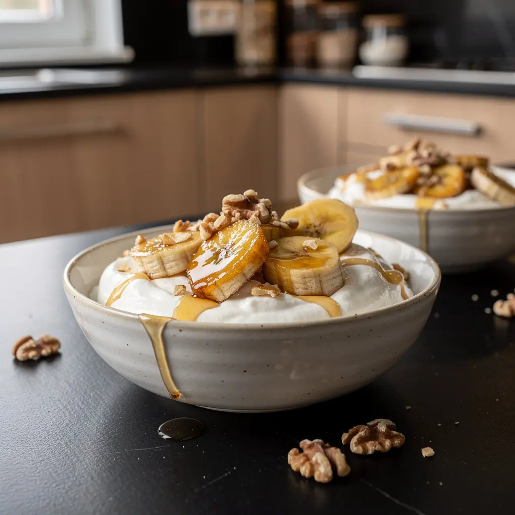 Turkish Dessert with Yogurt, Honey and Caramelized Bananas