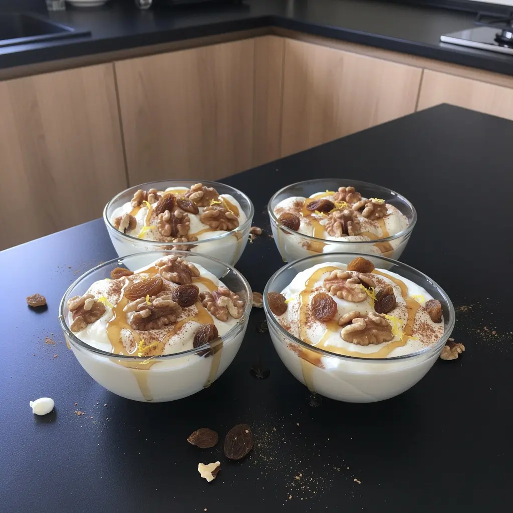 Turkish Dessert with Yogurt, Honey, and Walnuts