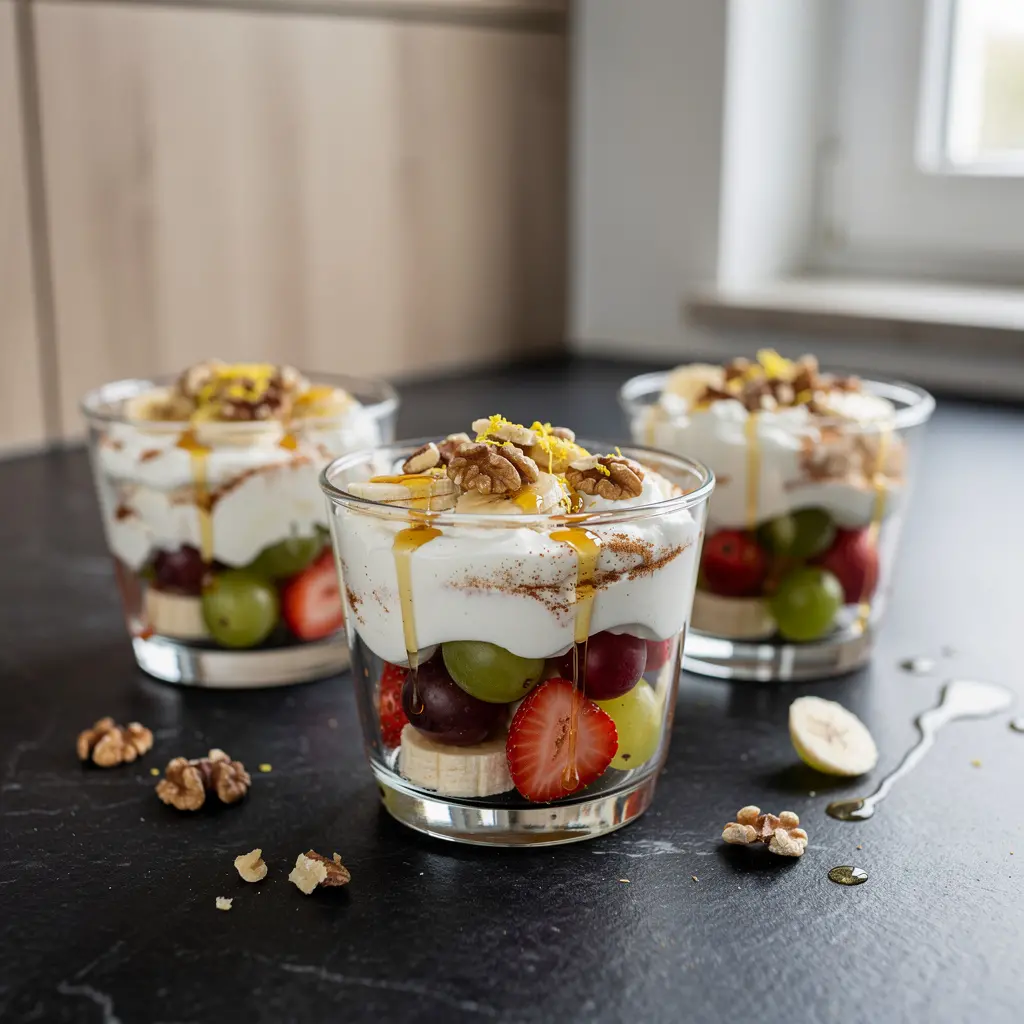 Turkish Dessert with Yogurt, Honey and Fresh Fruit