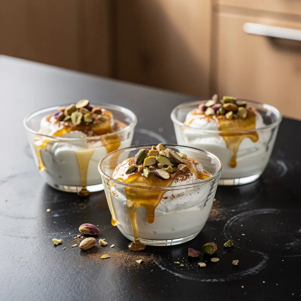 Turkish Yogurt, Pistachio and Honey Dessert