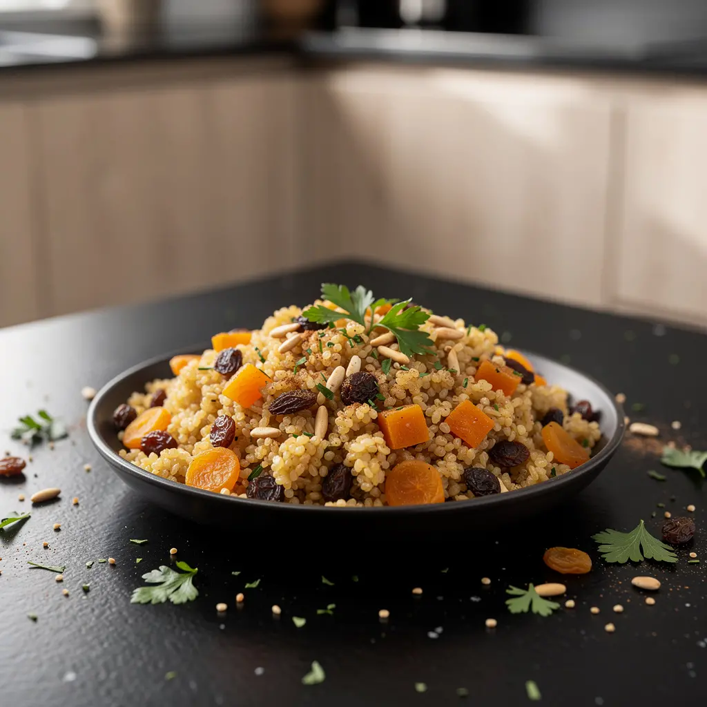 Turecki pilaw z kaszą bulgur, bakaliami i cynamonem