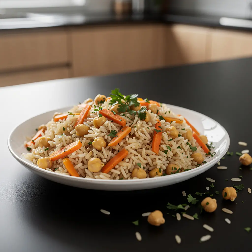 Turecki pilaw z ryżu z ciecierzycą i marchewką