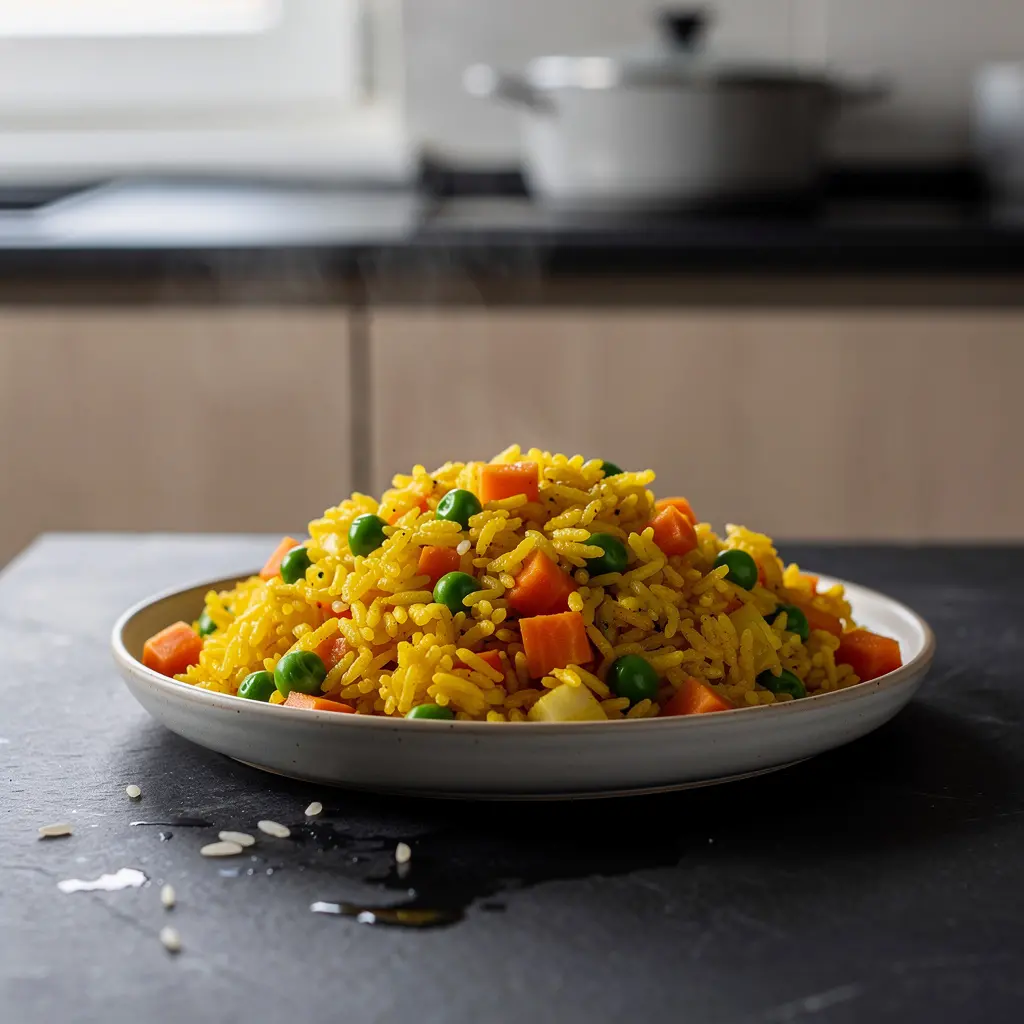 Turecki pilaw z ryżu z warzywami i kurkumą