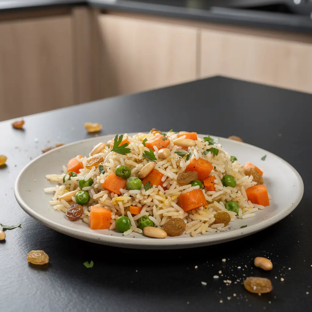 Turecki pilaw z warzywami i orzeszkami piniowymi