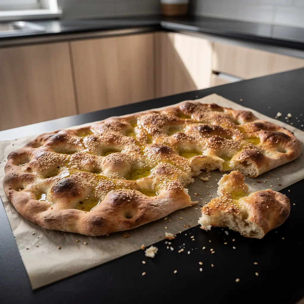 Focaccia turca con yogurt e olio d'oliva