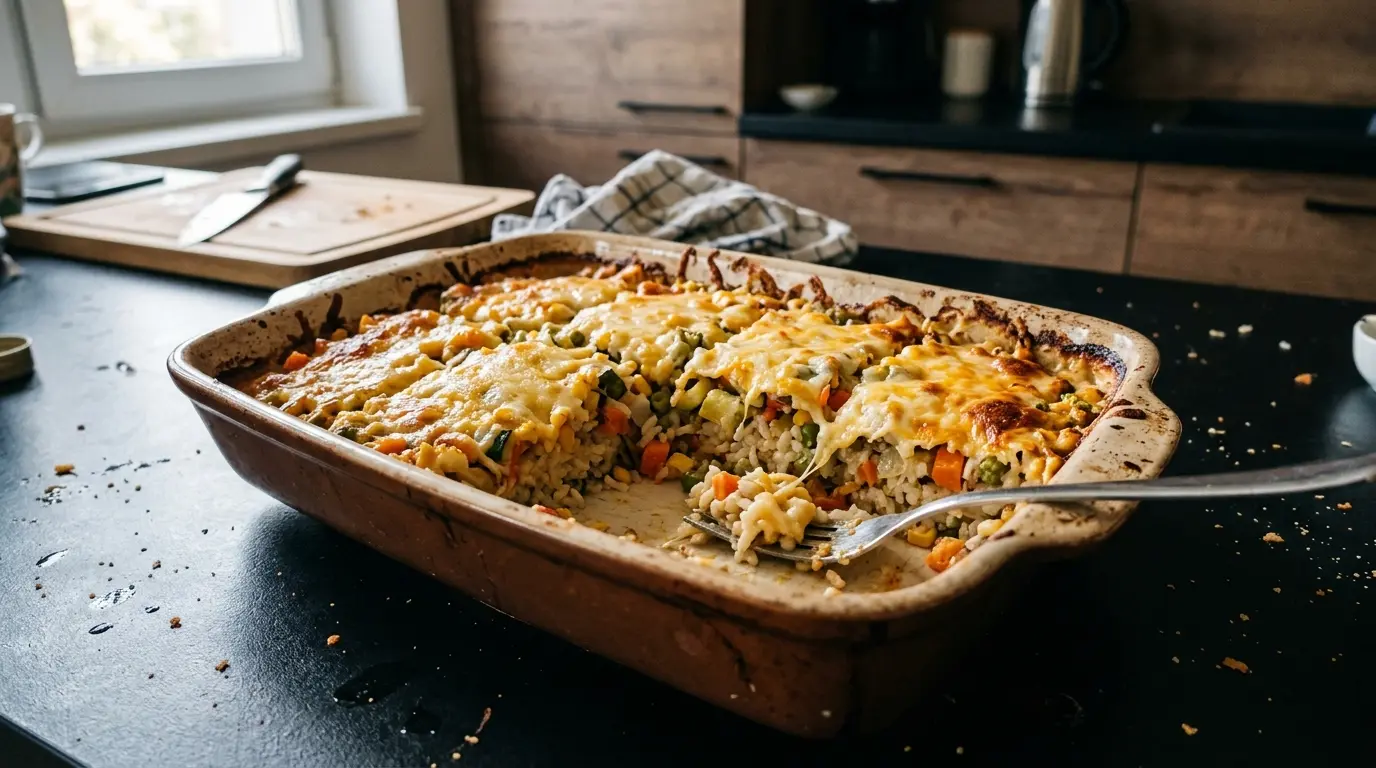 Warzywna zapiekanka ryżowa z serem