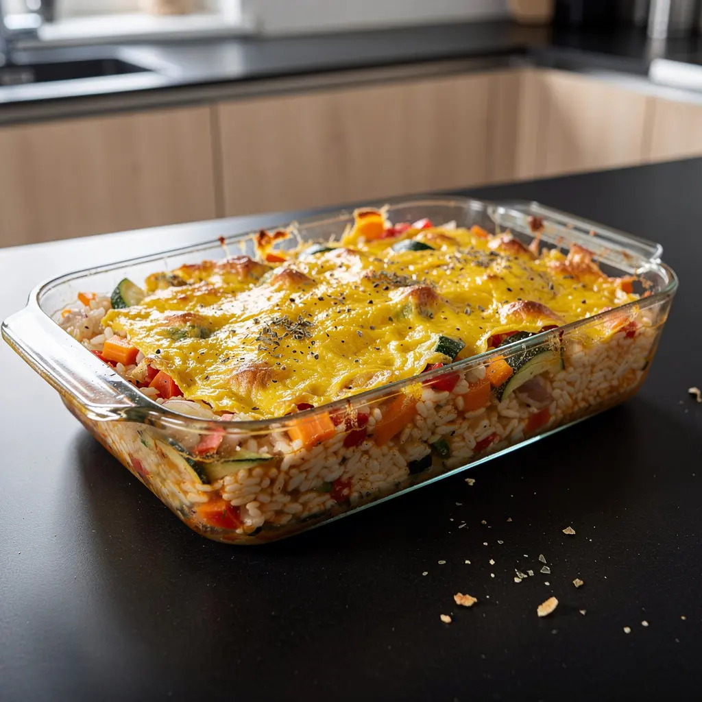 Teglia di riso e verdure con formaggio