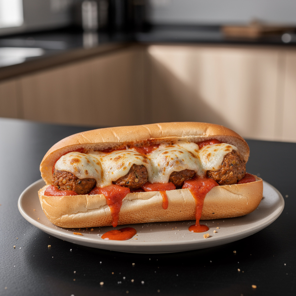 Wegetariański meatball sub – bułka z klopsikami z soczewicy