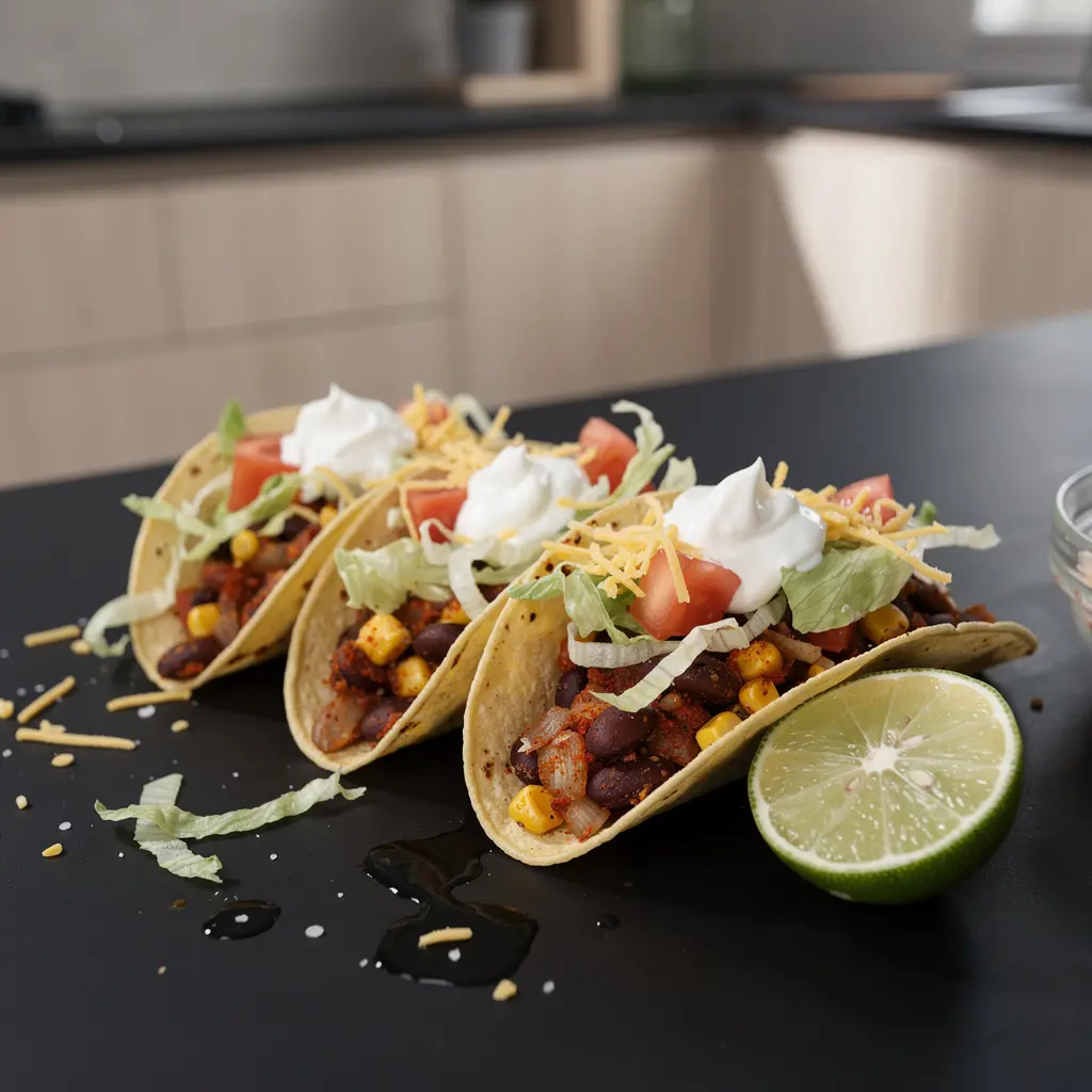 Wegetariańskie tacos z fasolą i warzywami