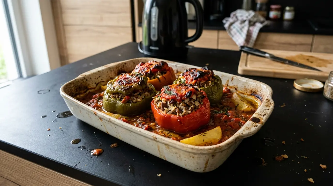 Yemista me kima – poivrons grecs farcis à la viande et au riz