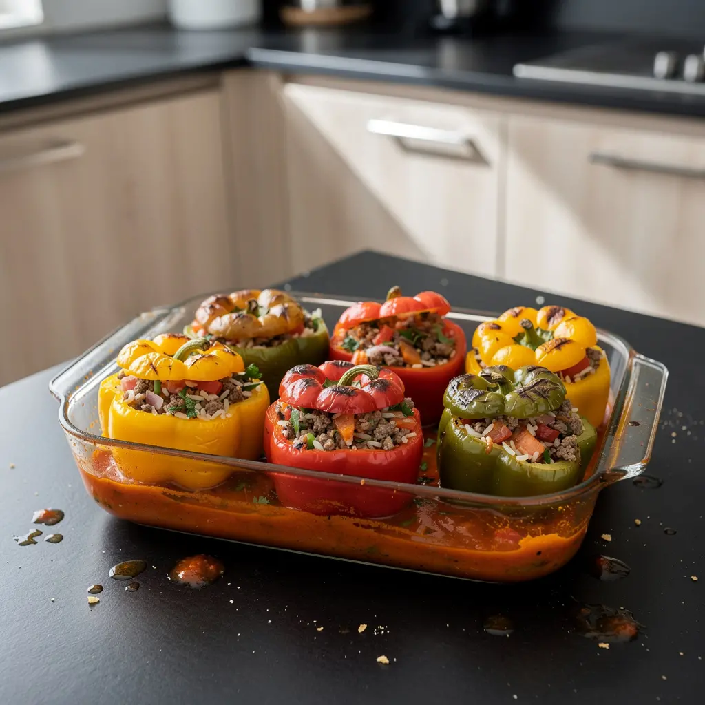 Yemista me kima – greckie papryki faszerowane mięsem i ryżem