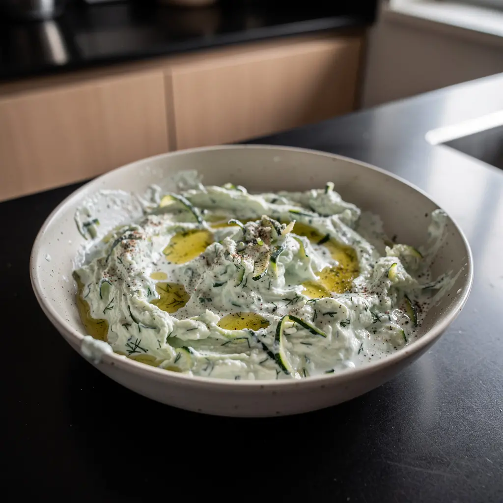 Yoğurtlu kabak salatası – ensalada de calabacín con yogur y ajo