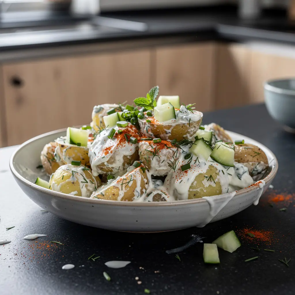 Yoğurtlu patates salatası – salade de pommes de terre au yaourt et aux herbes