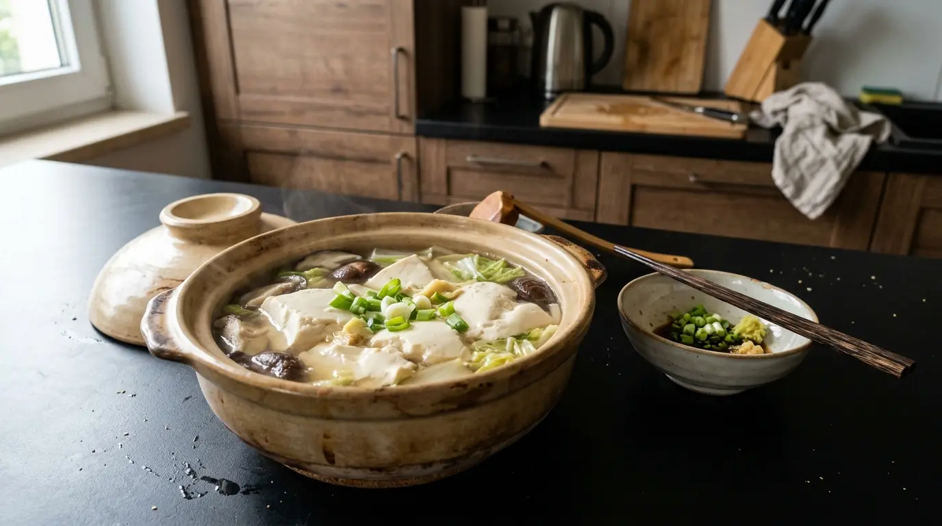 Yudofu – delikatne tofu gotowane w bulionie z warzywami