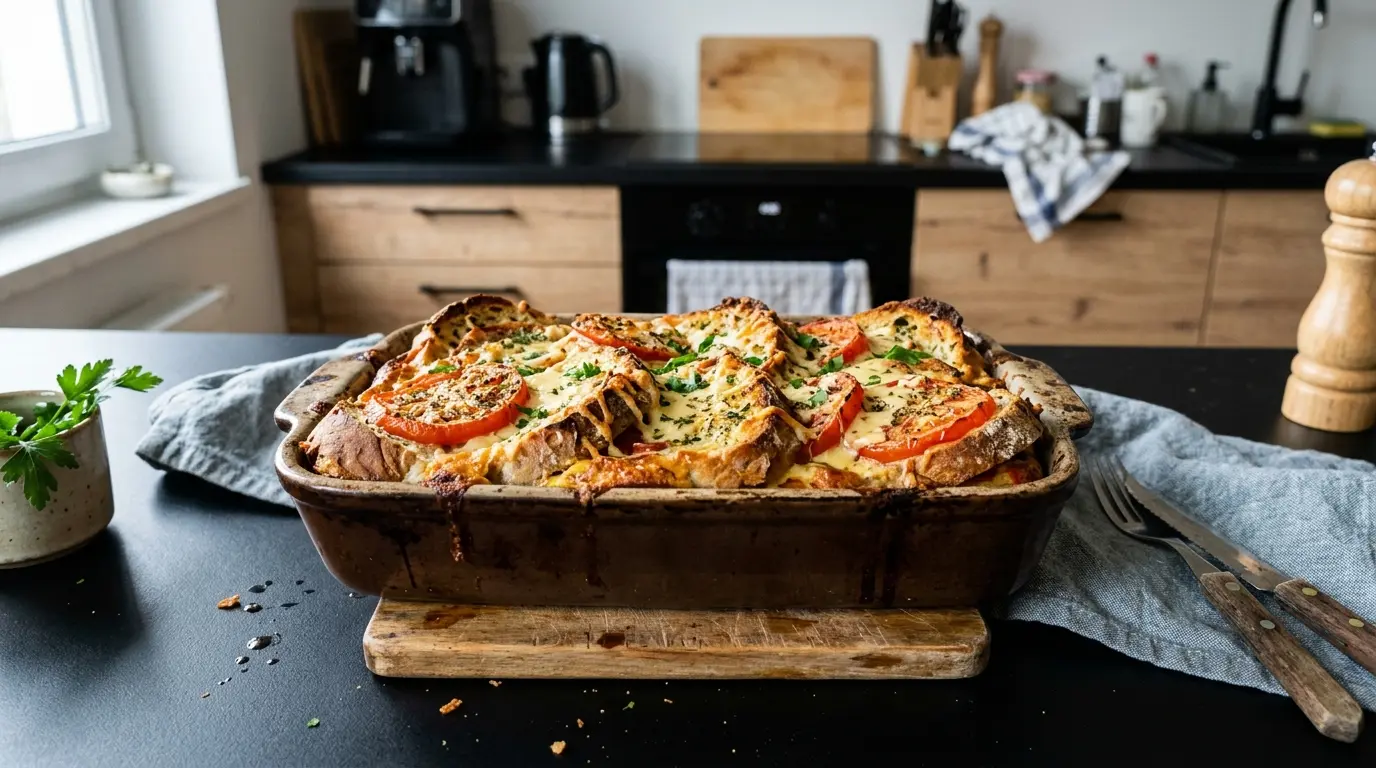 Zapiekanka chlebowa z serem i pomidorami