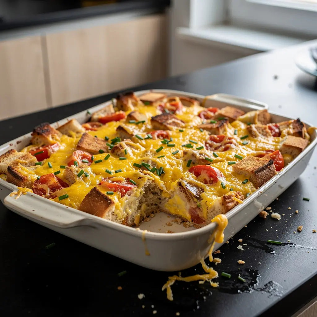 Zapiekanka chlebowa z serem i pomidorami