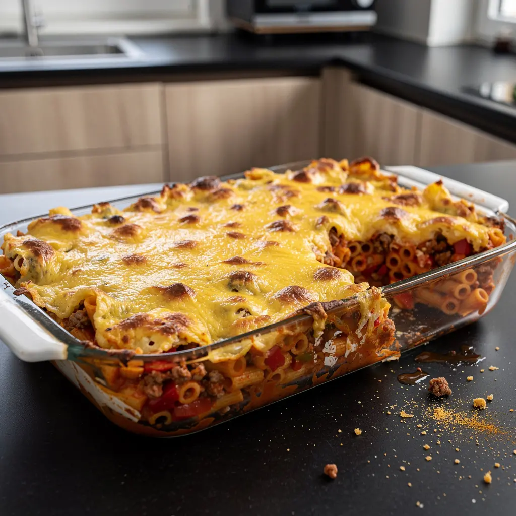 Pasta Bake with Ground Beef and Bell Peppers