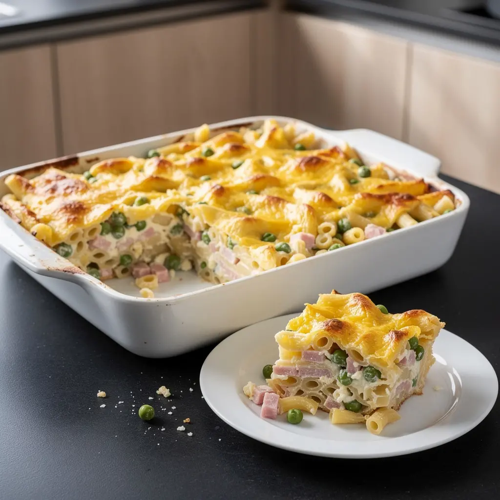Pasta Bake with Ham and Peas