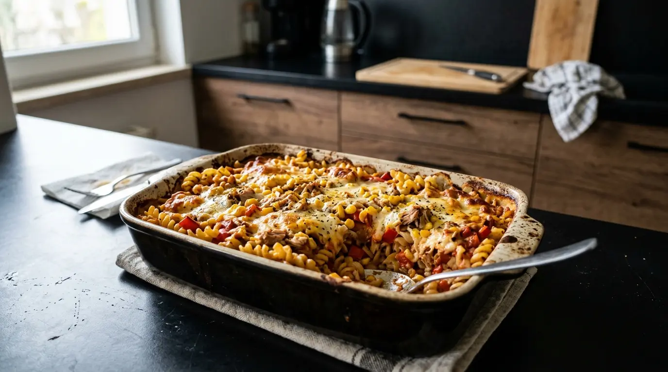 Gratin de pâtes au thon et au maïs