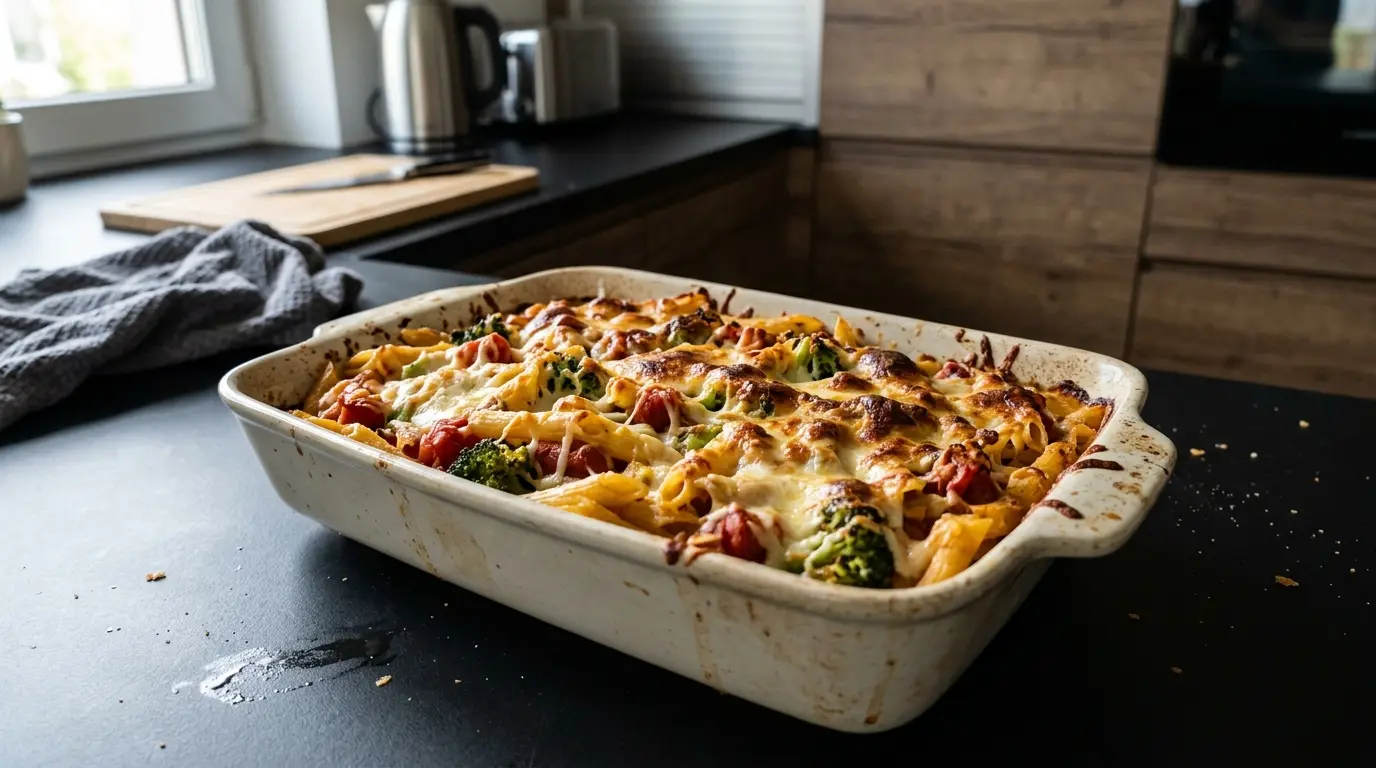 Zapiekanka makaronowa z warzywami i mozzarellą