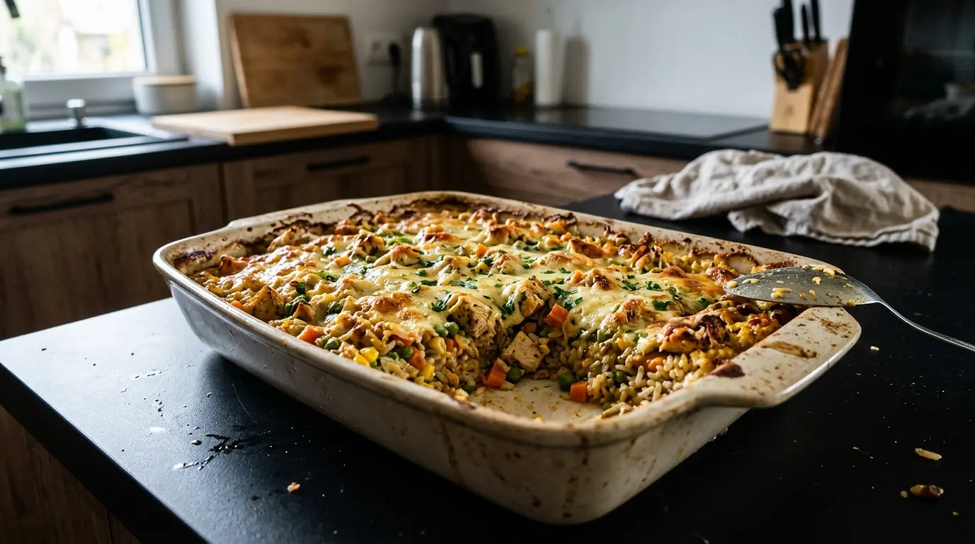 Zapiekanka ryżowa z kurczakiem i warzywami