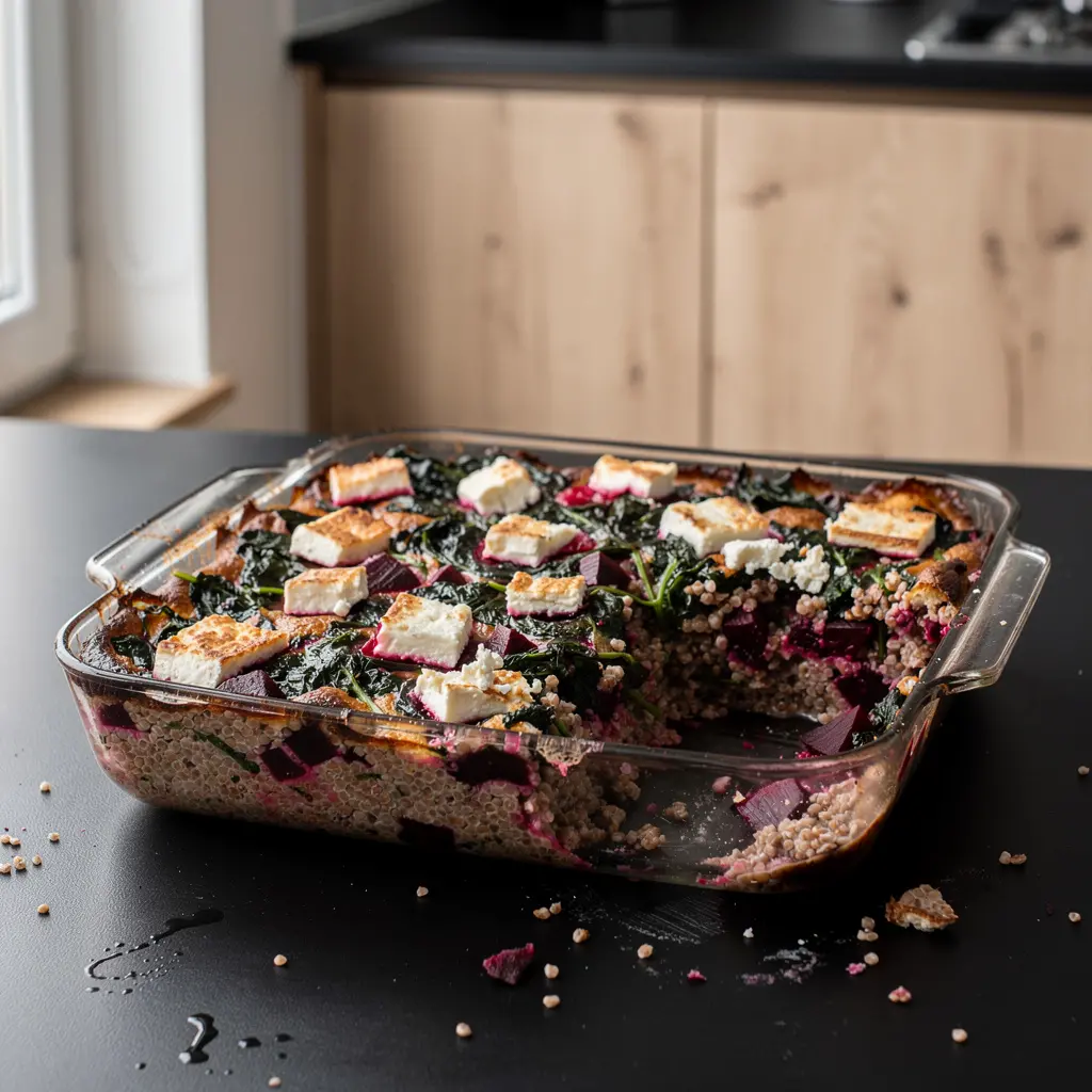 Zapiekanka z kaszą gryczaną, burakami i fetą