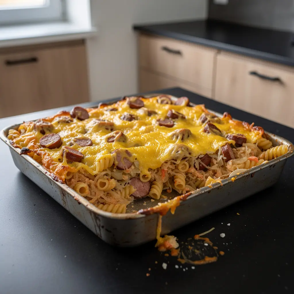 Pasta Bake with Sausage and Sauerkraut