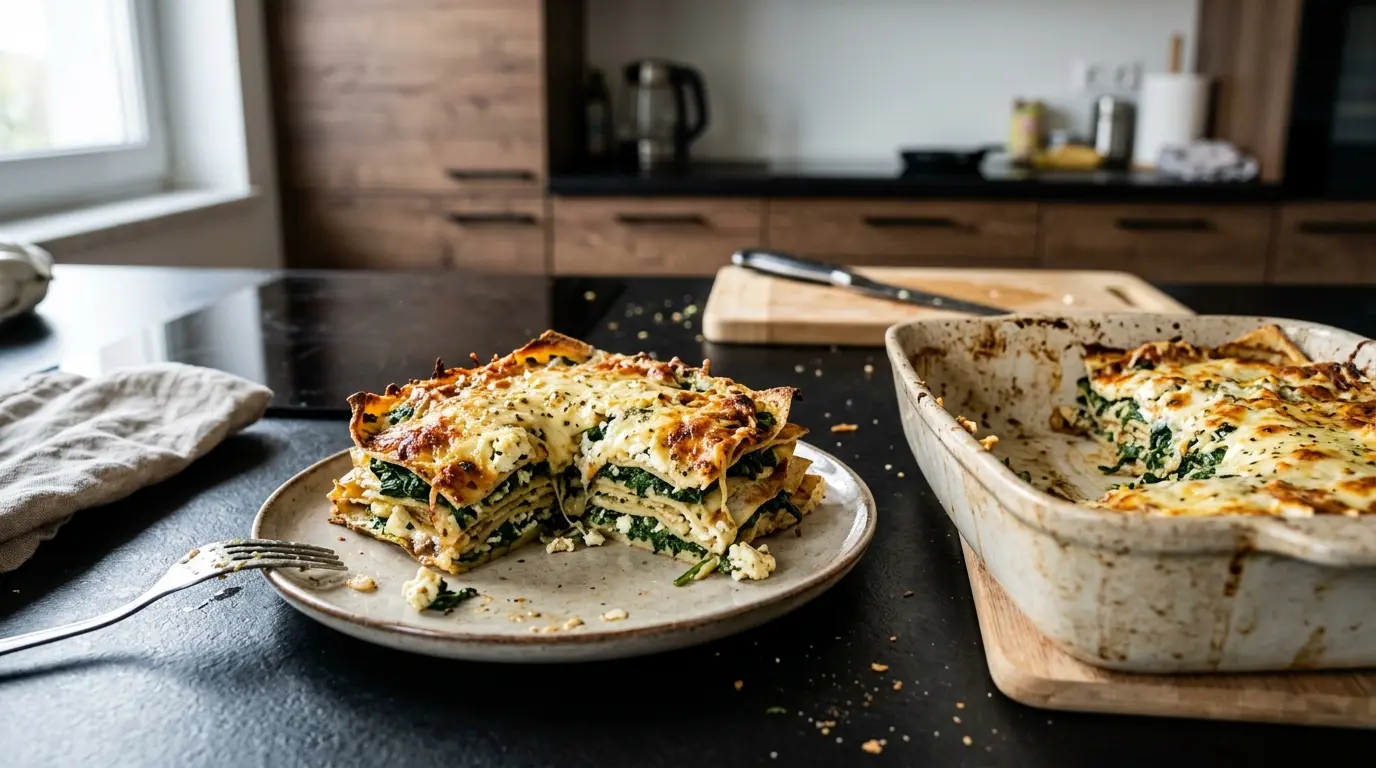 Gratin de crêpes aux épinards et au fromage