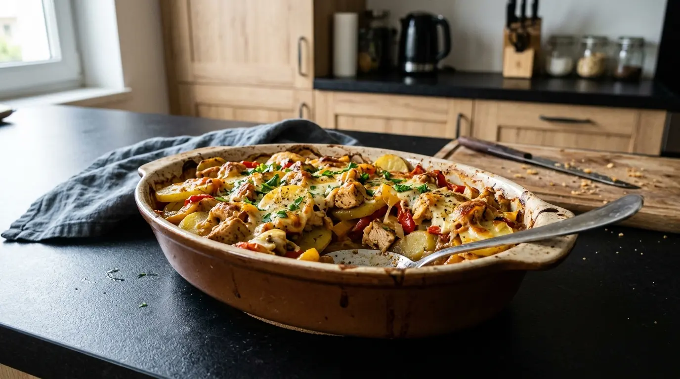 Zapiekanka ziemniaczana z kurczakiem i papryką