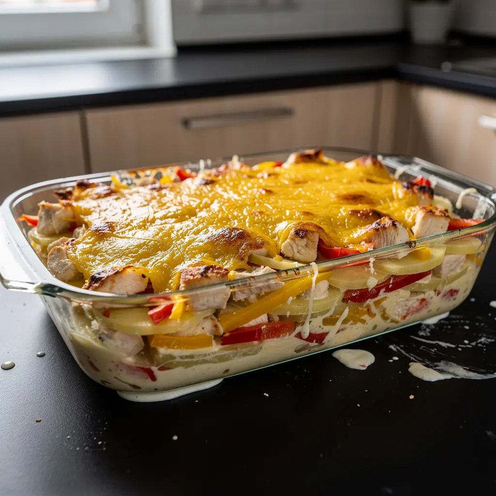 Zapiekanka ziemniaczana z kurczakiem i papryką