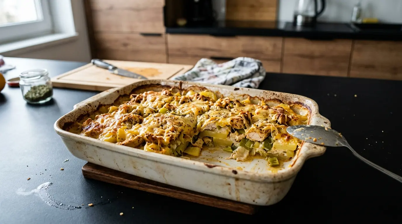 Zapiekanka ziemniaczana z kurczakiem i porem