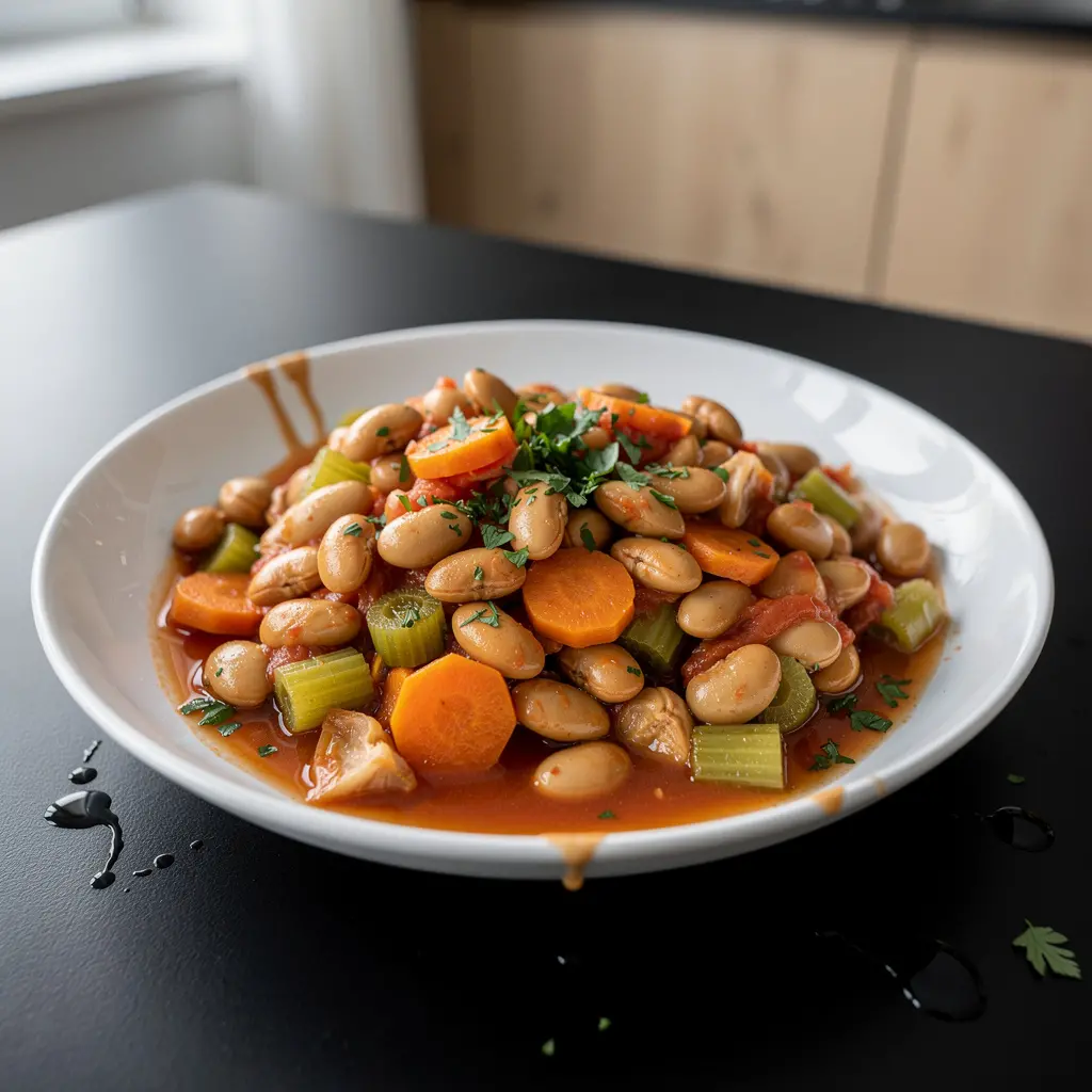 Zeytinyağlı barbunya – judías en aceite de oliva con verduras