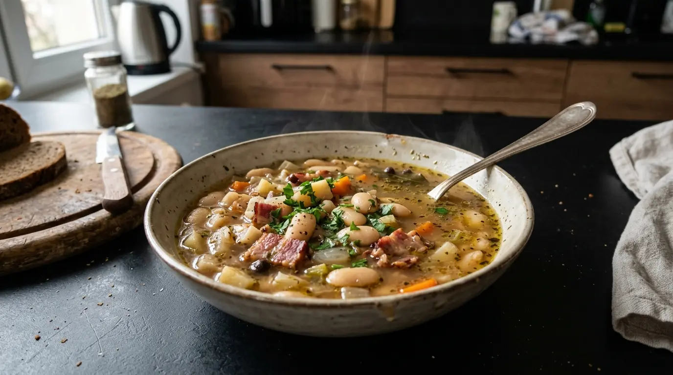 Zupa fasolowa z białej fasoli z boczkiem