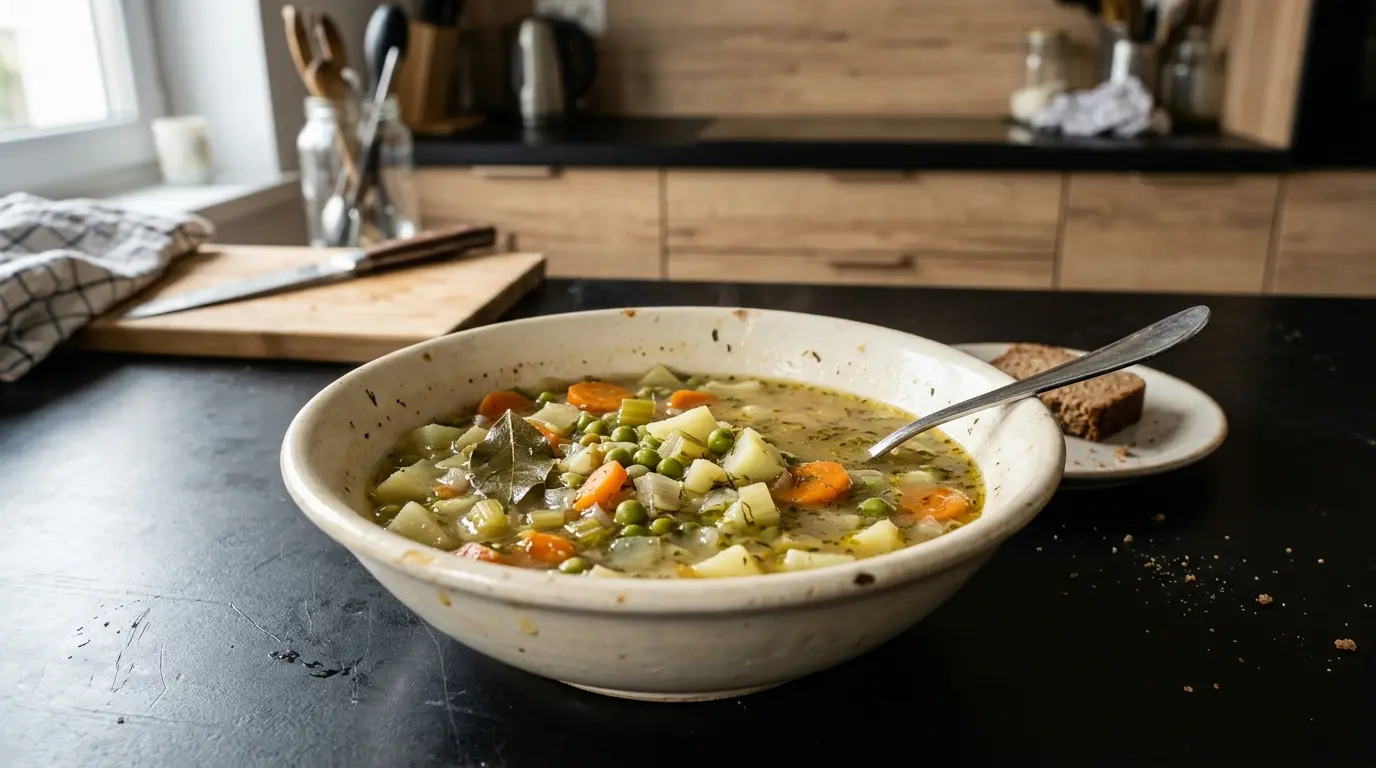 Zupa jarzynowa z kalarepą i groszkiem