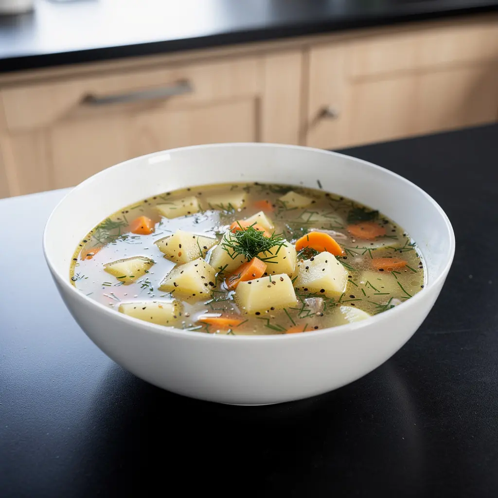 Zupa koperkowa z ziemniakami na lekkim rosole