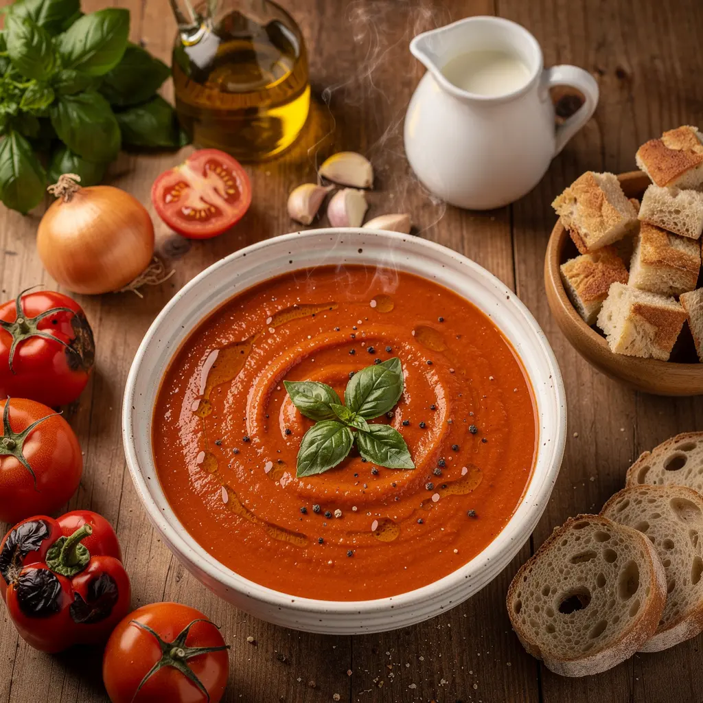 Italian-Style Roasted Tomato and Pepper Cream Soup