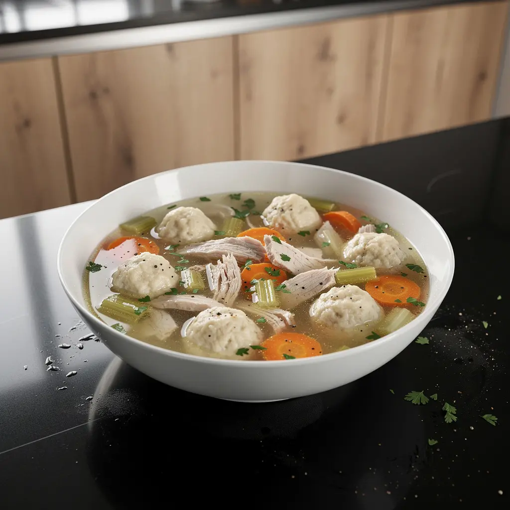 Zupa z kurczaka z kluskami dumplings