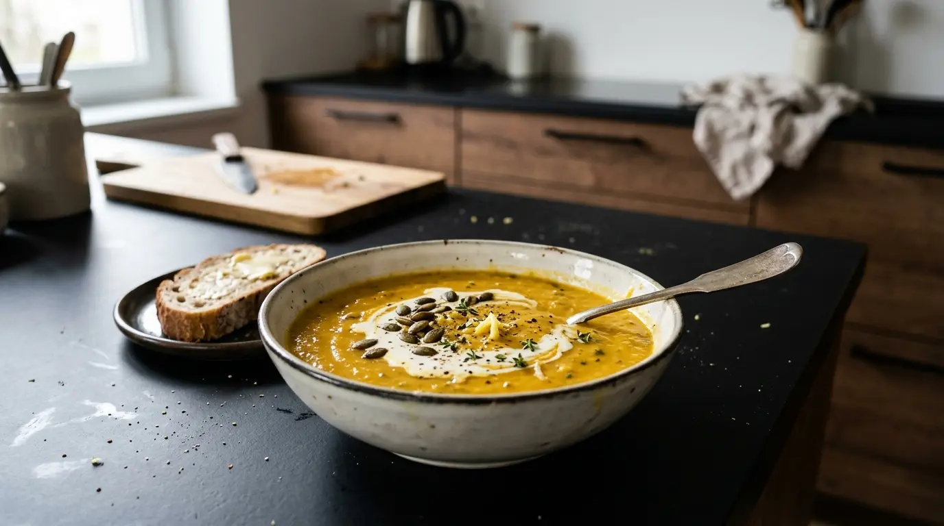 Zupa z pieczonej dyni z jabłkiem i imbirem