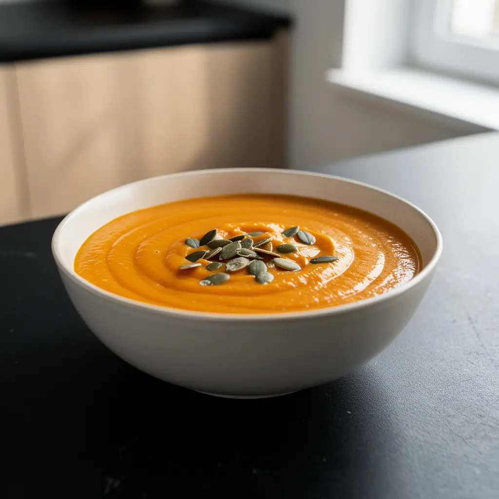 Zupa z pieczonej dyni z jabłkiem i imbirem